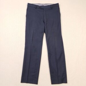 Ballin Dress Pants Mens 33 Navy Blue Wool Super 110s Flat Front Made in Canada